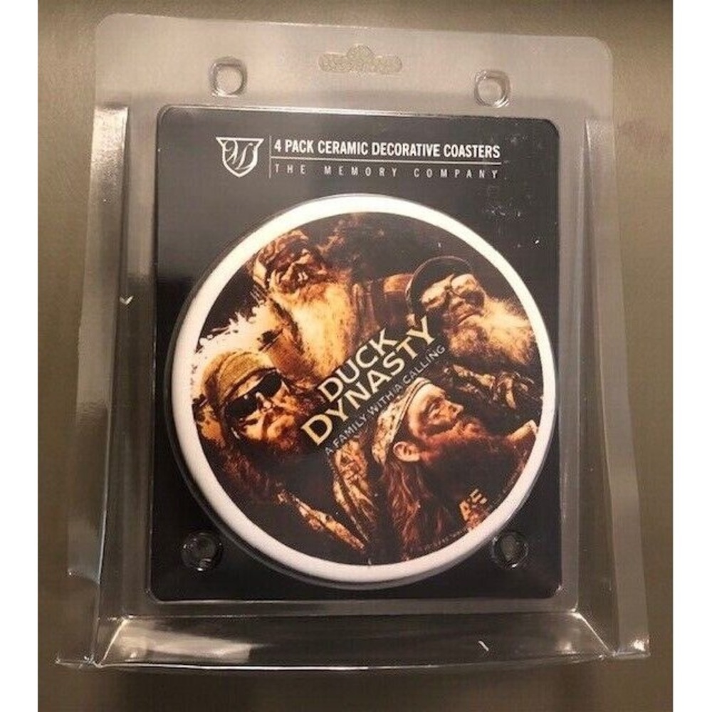 A & E DUCK DYNASTY Coasters Decorative Ceramic Set of 4 The Memory Company NEW